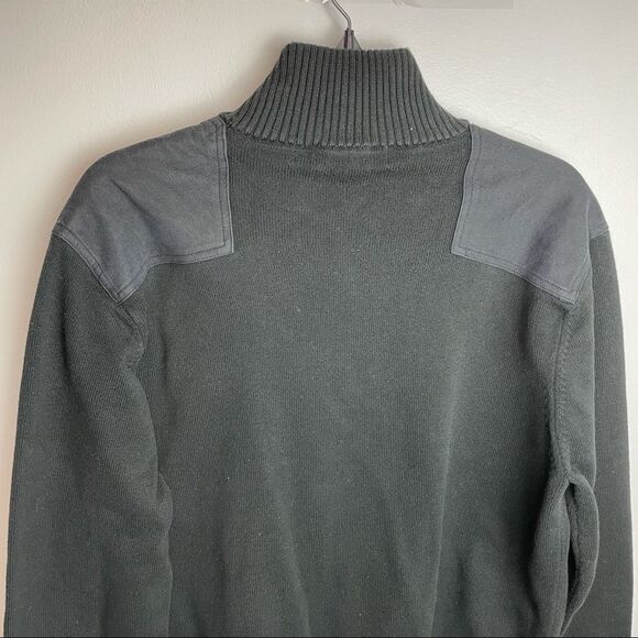 Men Michael Kors Solid Black pullover Tight Knit 3/4 Quarter Zip Sweater size L - Picture 7 of 12